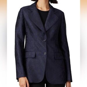 10 Crosby Derek Lam Navy Jacquard Notch-Lapel Blazer
